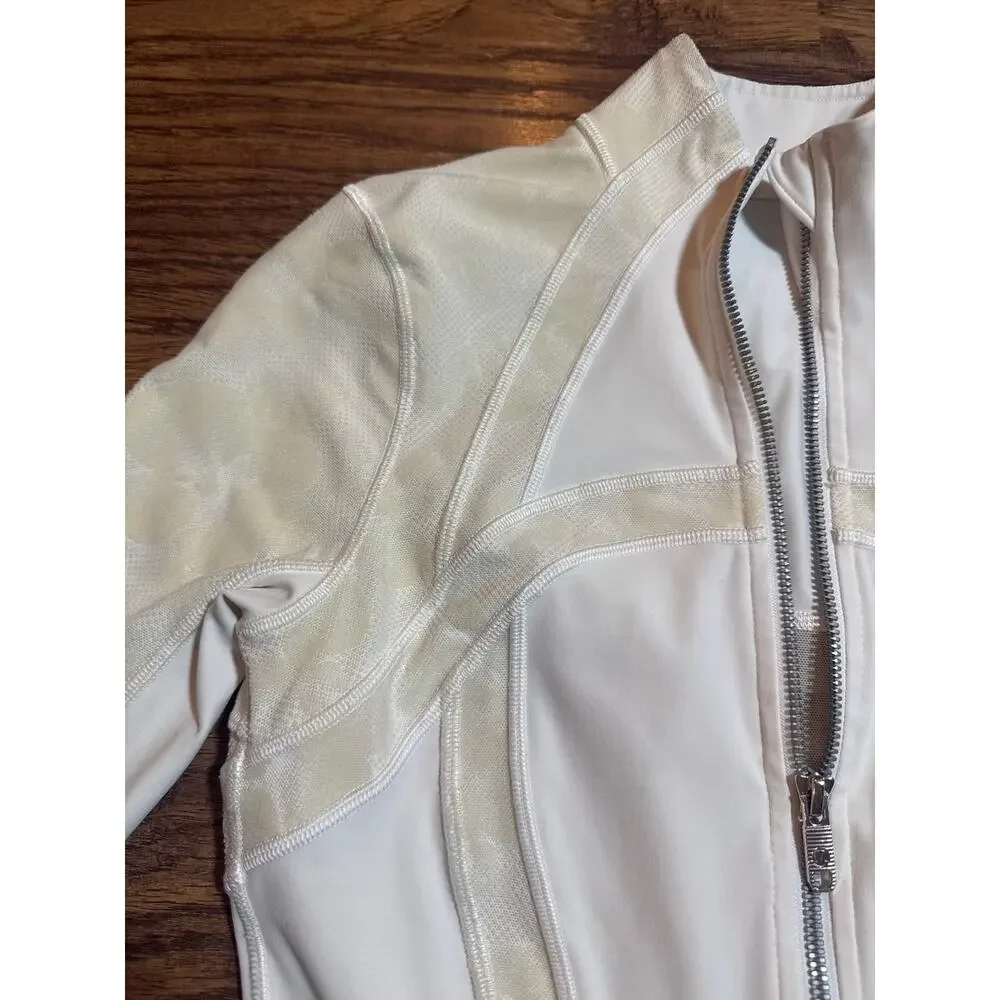 Lululemon Define Jacket Flocked White Floral Lace Luxtreme Special Edition Sz 4